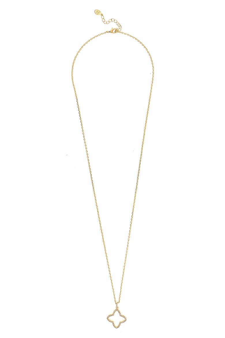 Pavé CZ Flower Pendant Necklace, Main, color, GOLD