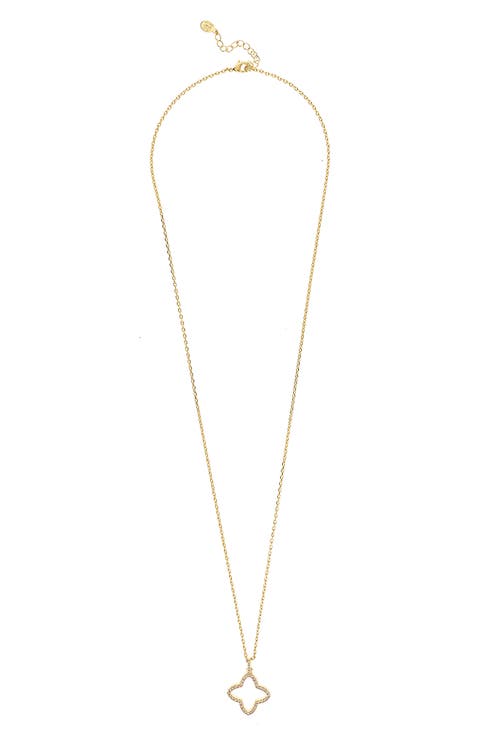 Pavé CZ Flower Pendant Necklace