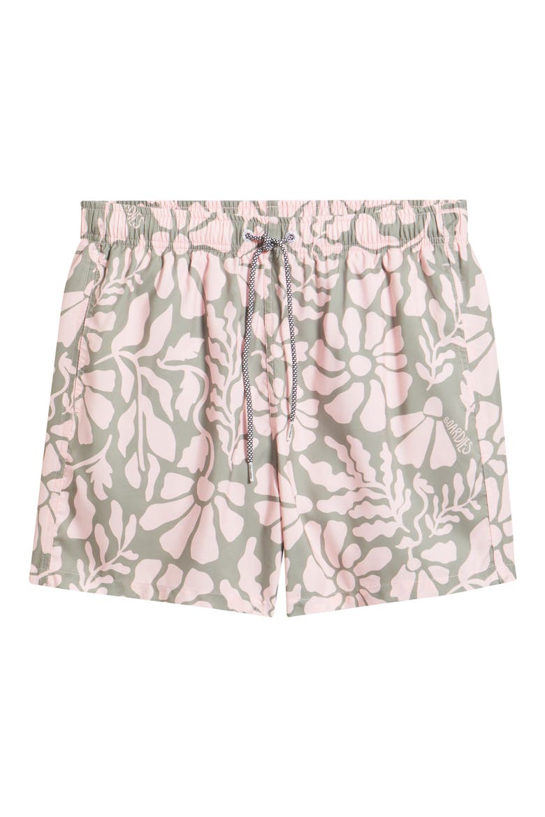 Tropical Floral Swim Trunks, Alternate, color, OLIVE/ PINK