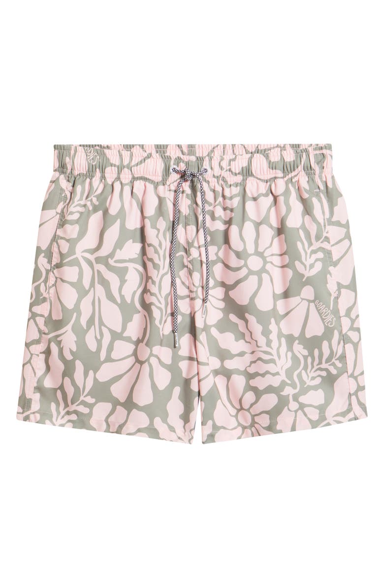 Boardies Tropical Floral Swim Trunks, Alternate, color, Olive/ Pink