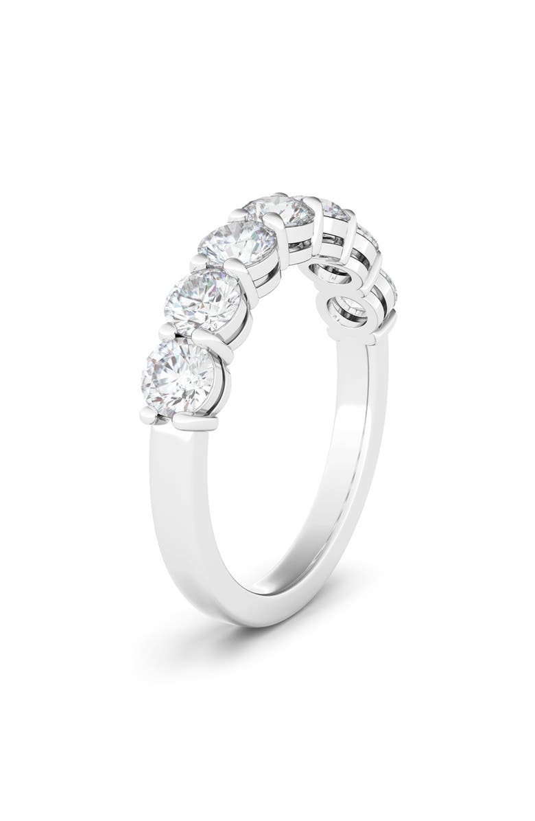 HauteCarat Half Round Cut Lab Grown Diamond 18K Gold Eternity Band Ring, Alternate, color, White Gold