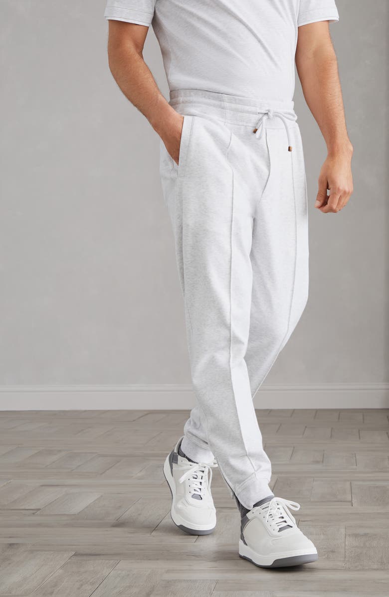 Brunello Cucinelli Techno cotton French terry trousers, Alternate, color, 