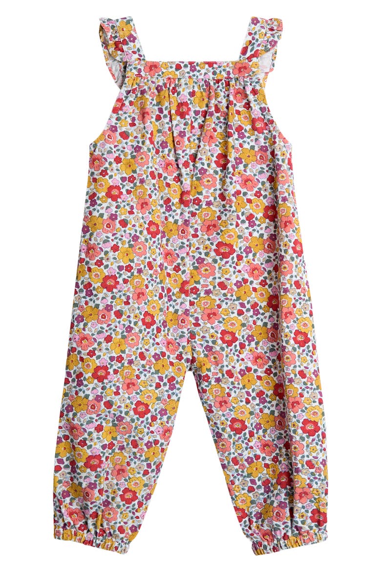 T-Shirt & Floral Corduroy Overalls Set, Alternate, color, RUST