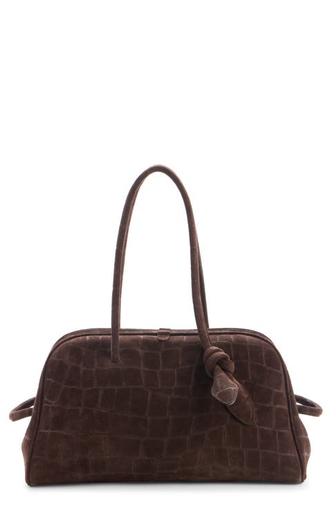 Le Turismo Croc Embossed Suede Bowling Bag