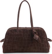 Jacquemus Le Turismo Croc Embossed Suede Bowling Bag