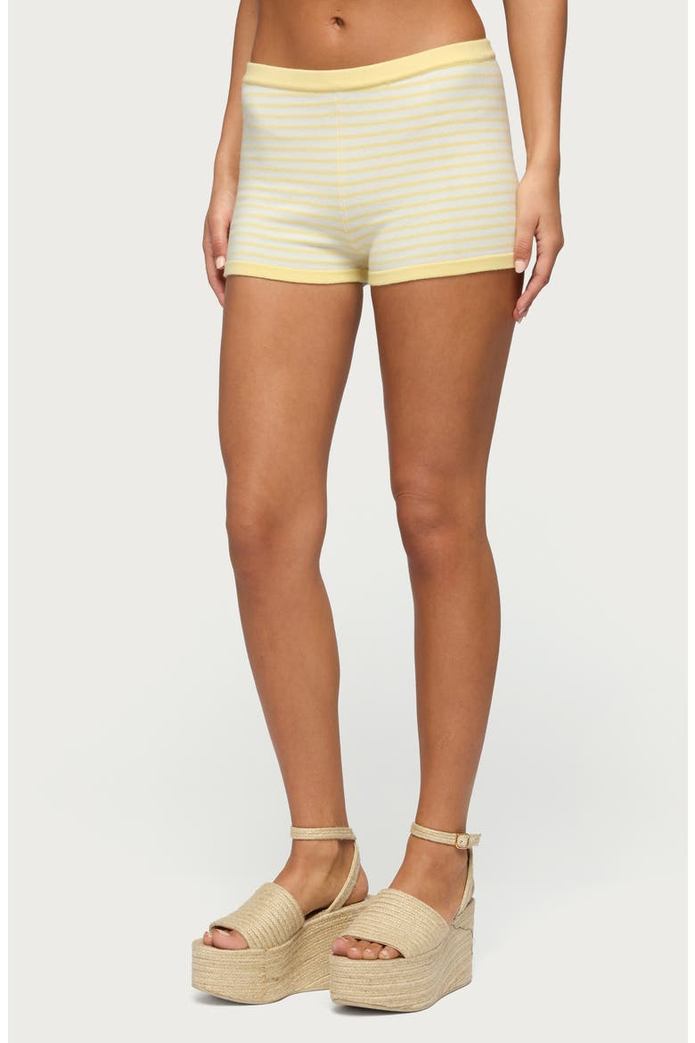 Camil Stripe Knit Shorts, Alternate, color, YELLOW-AND-WHITE