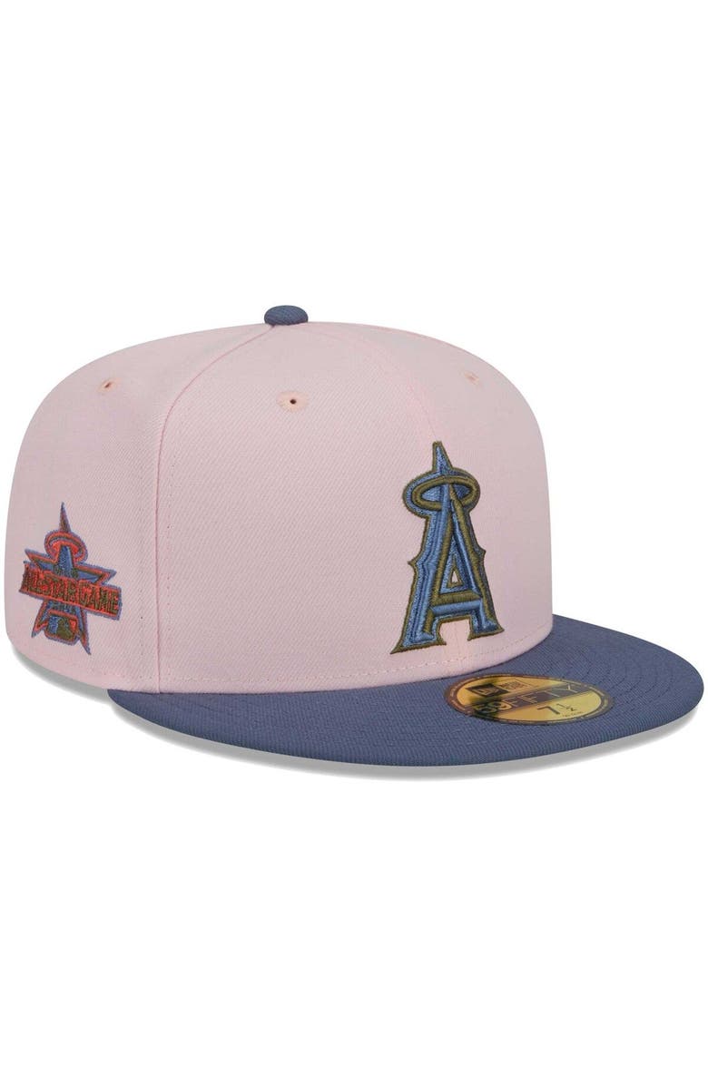 New Era Men's New Era Pink/Blue Los Angeles Angels Olive Undervisor 59FIFTY Fitted Hat, Main, color,