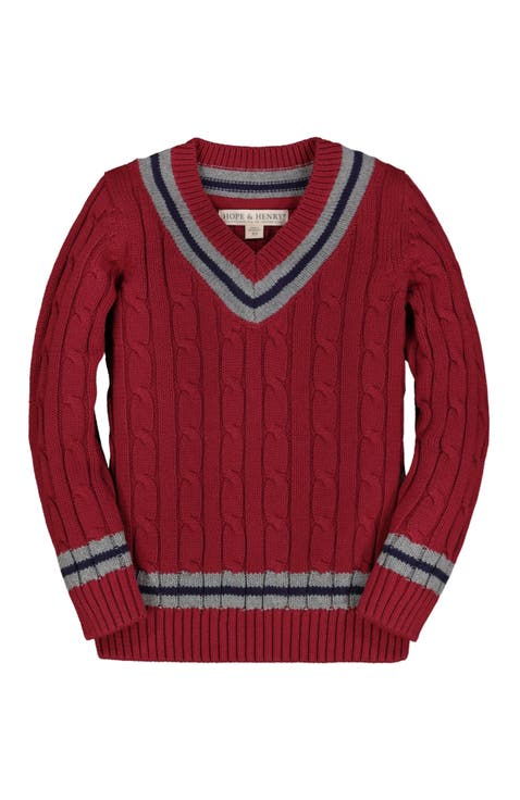 Baby Boys' Organic V-Neck Cricket Sweater, Infant