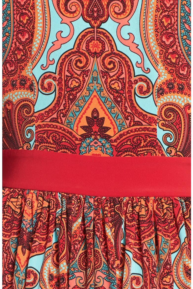 Paisley Fit & Flare Dress, Alternate, color, PINK MULTI
