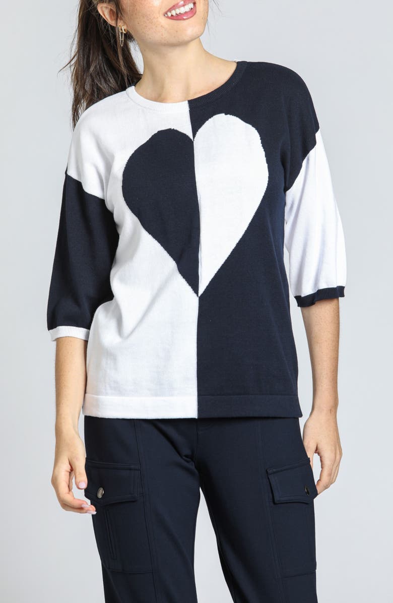 APNY Heart Two-Tone Cotton Sweater, Main, color,