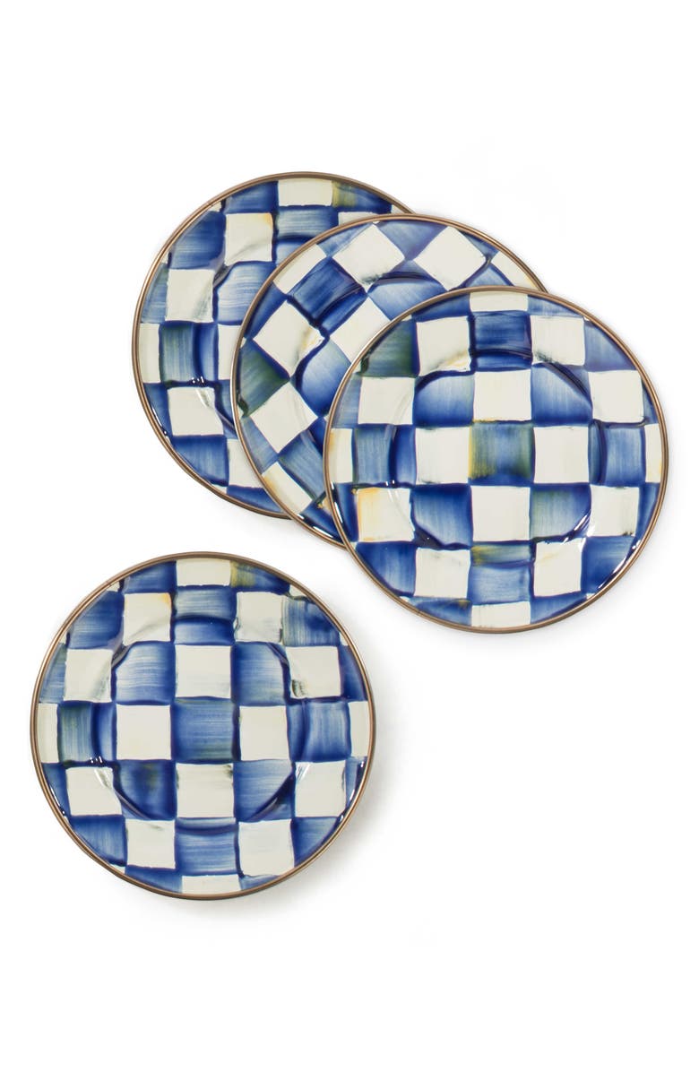 MACKENZIE CHILDS Royal Check Set of 4 Appetizer Plates, Main, color,