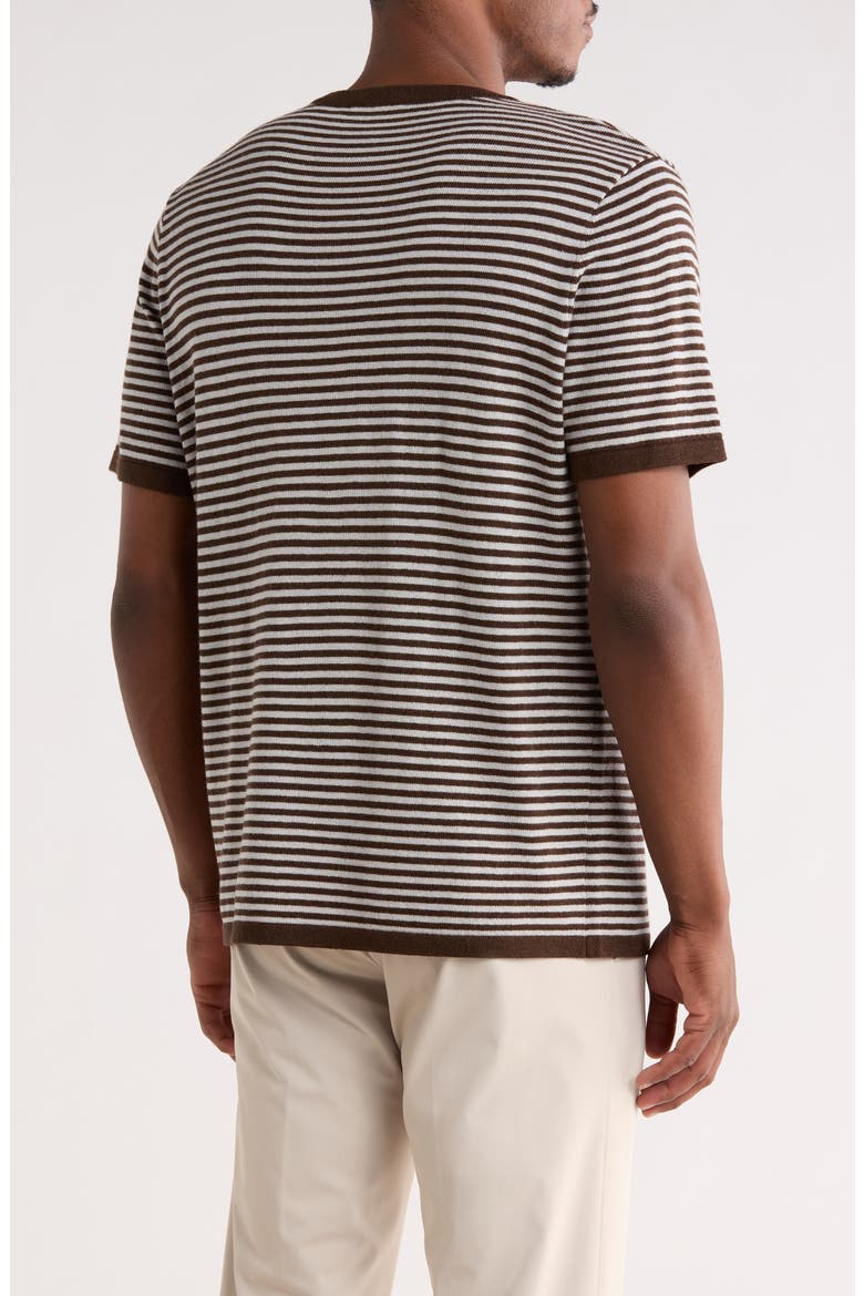 Stripe Short Sleeve Sweater, Alternate, color, MOCHA/ GREY
