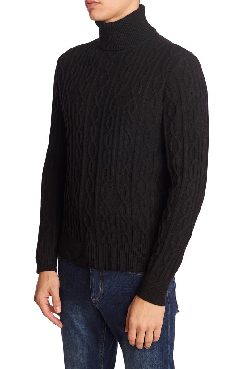 PAISLEY & GRAY Cable Stitch Turtleneck Sweater, Alternate, color, Nightfall