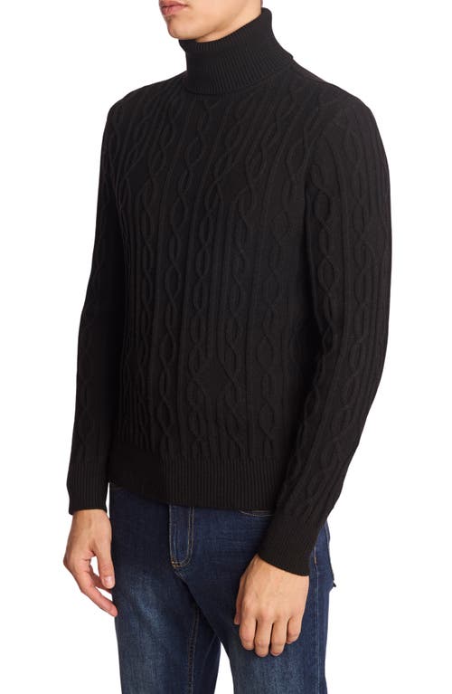 Paisley & Gray Chunky Wool-blend Turtleneck Sweater In Black