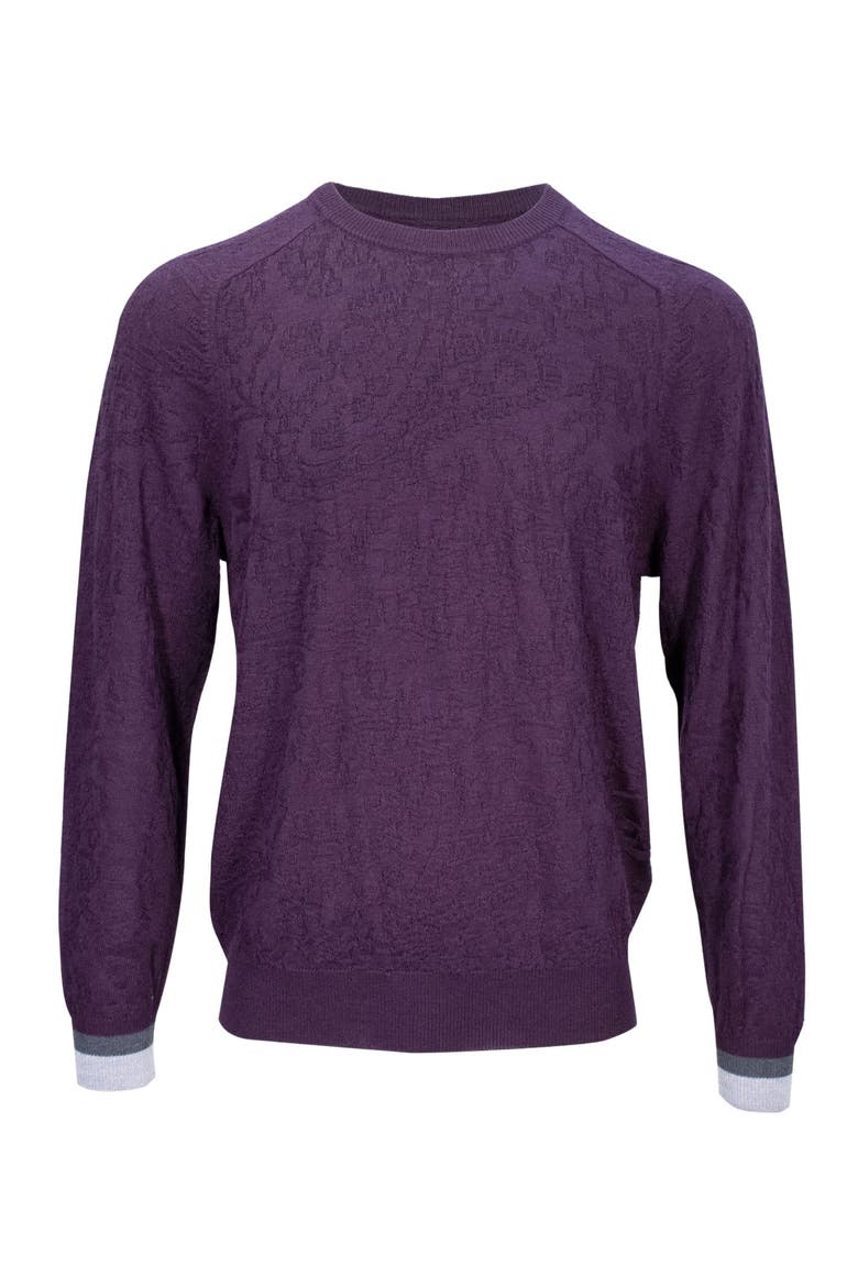 Colin Jacquard Merino Wool Paisley Sweater, Main, color, Plum