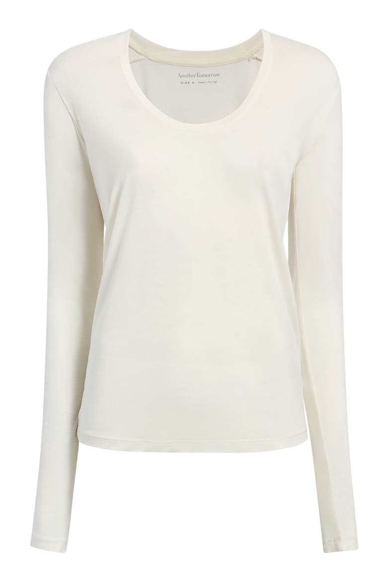 LONG BALLET SCOOP TEE, Alternate, color, VANILLA