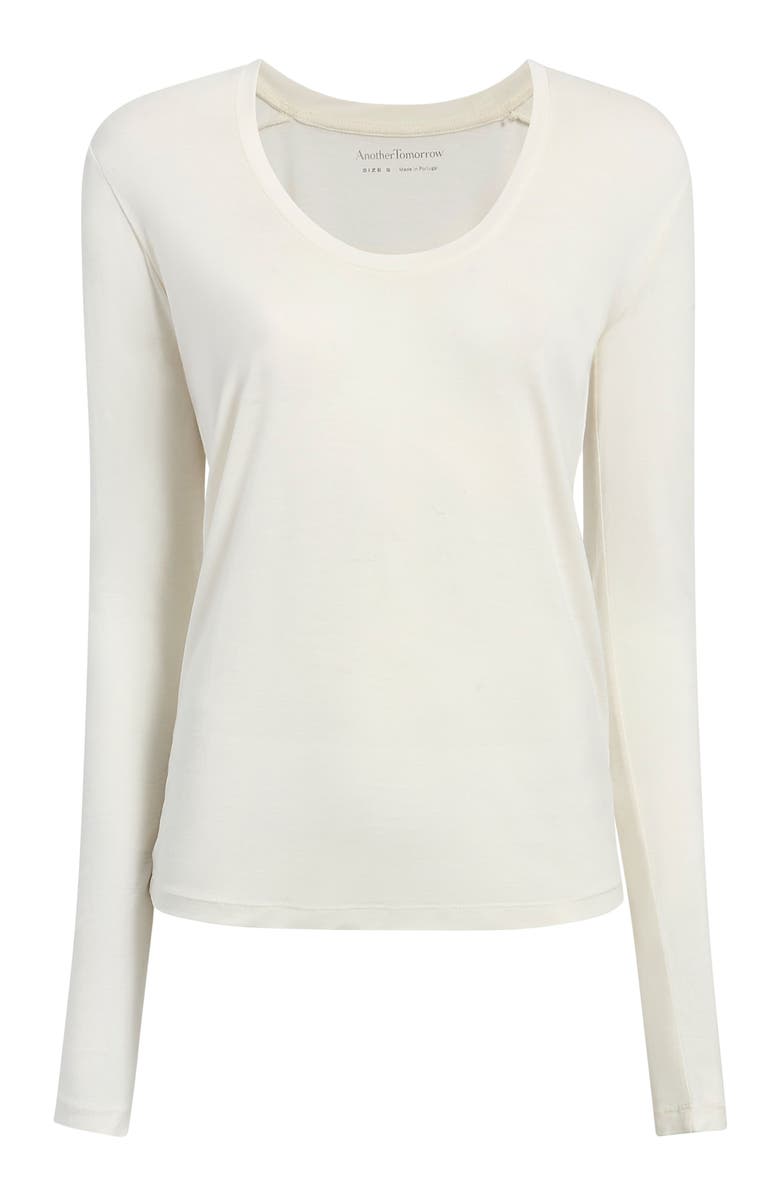 Another Tomorrow LONG BALLET SCOOP TEE, Alternate, color, Vanilla