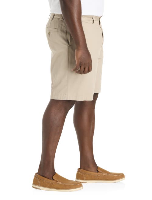 Harbor Bay By Dxl Big & Tall Waist-relaxer Cotton Shorts In Khaki