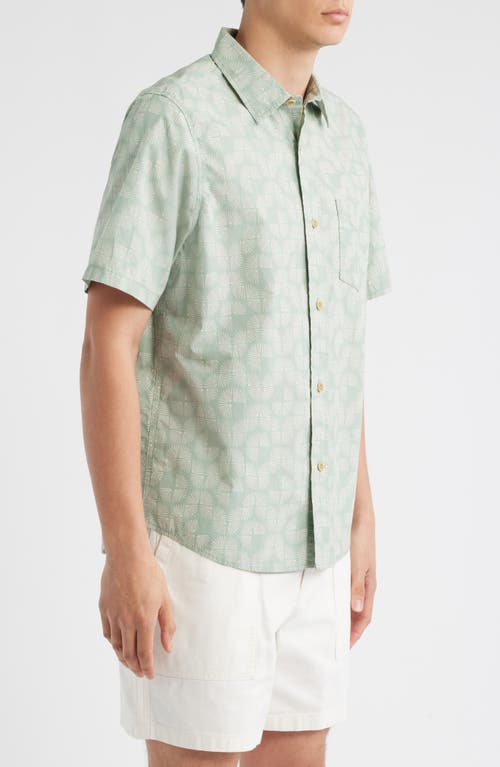 Treasure & Bond Lived In Short Sleeve Poplin Button-up Shirt In Green