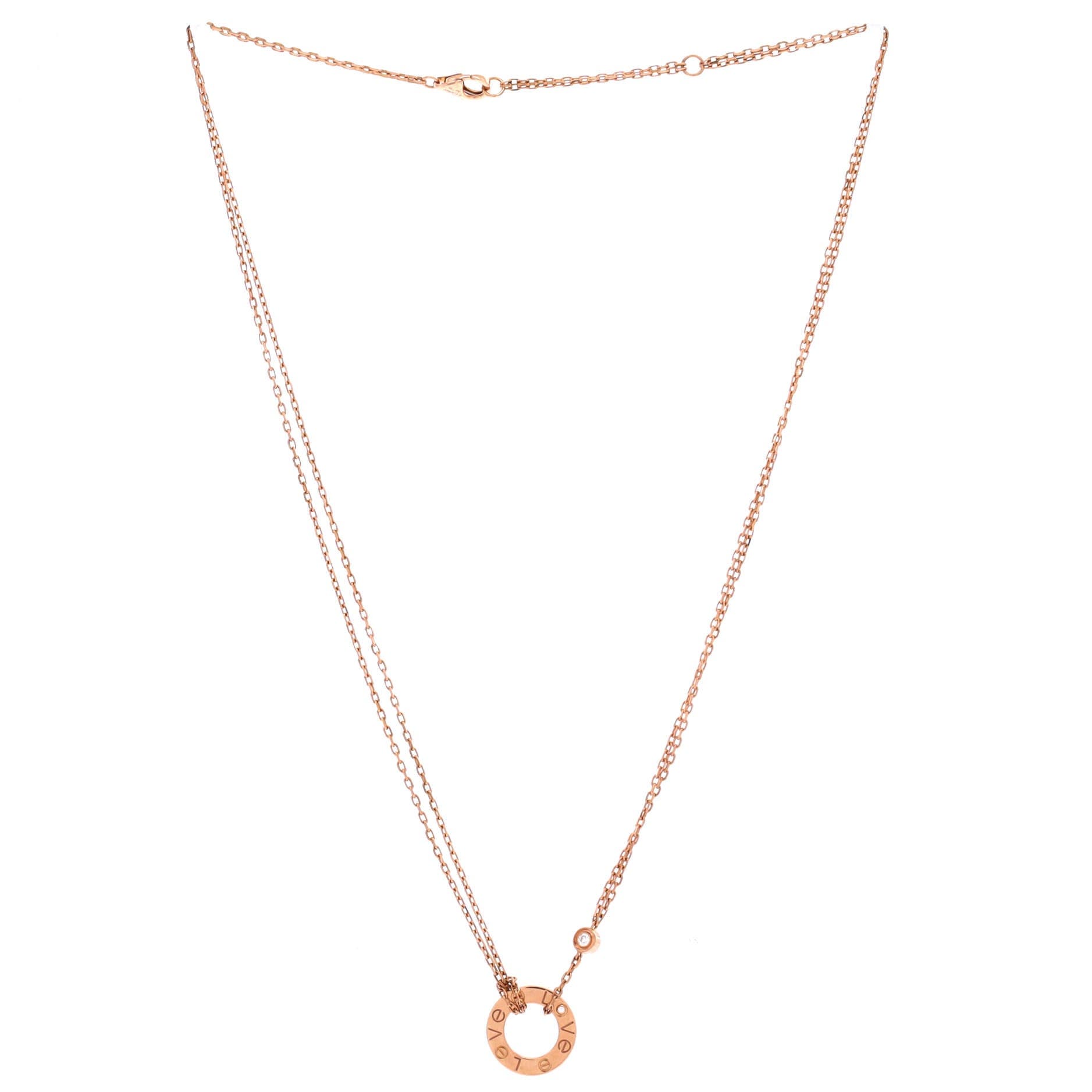 2 Diamonds Love Pendant Necklace 18K Rose Gold and Diamonds, Alternate, color, Metallic Gold