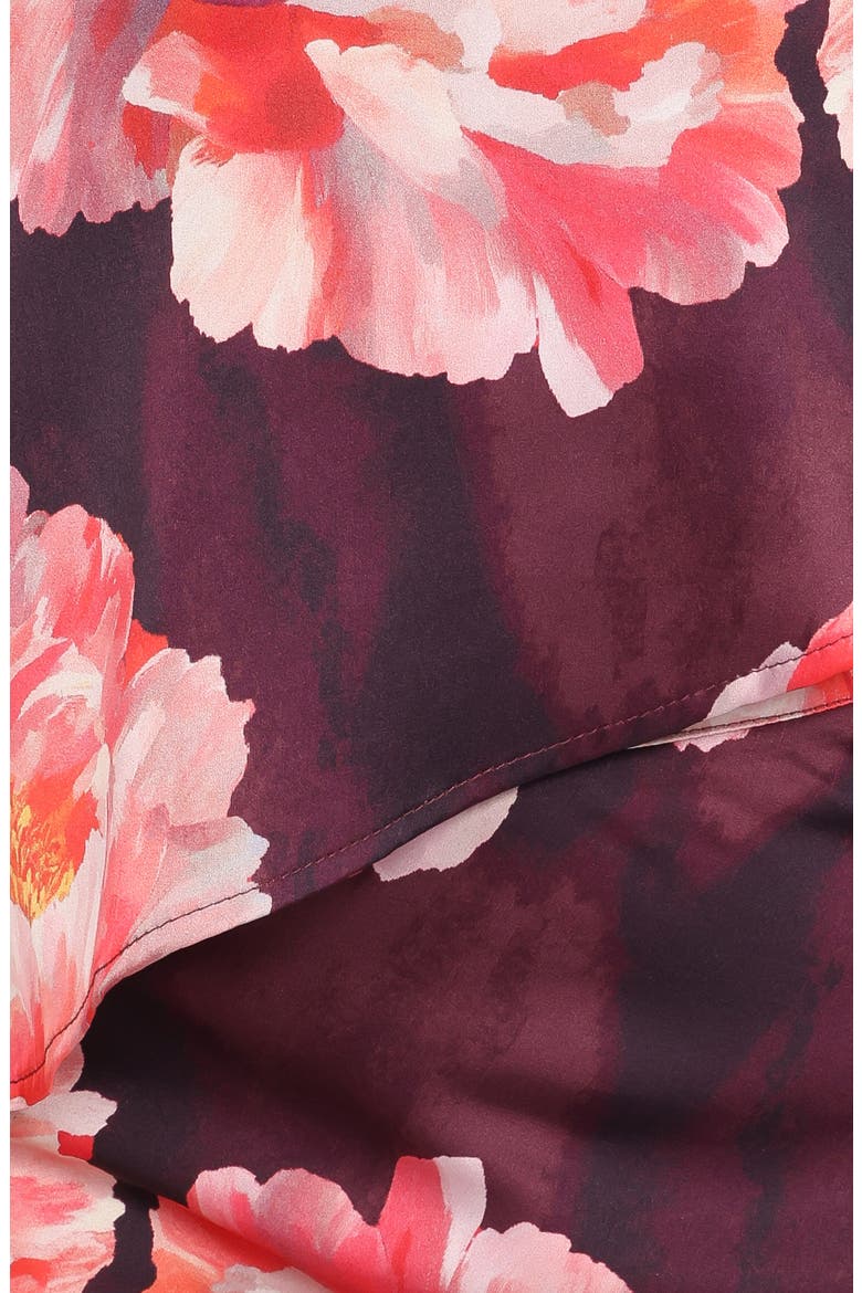 Georgina Floral Satin One-Shoulder Top & Maxi Skirt Set, Alternate, color, BURGUNDY PEONY