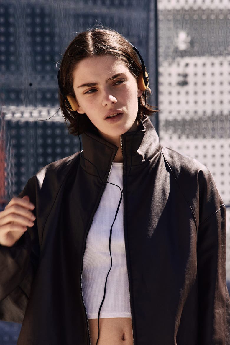 Balloon-sleeved Coated Jacket, Alternate, color, Dark brown