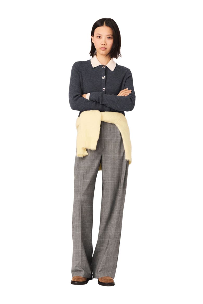 Round-neck rib knit cardigan, Alternate, color, Grey