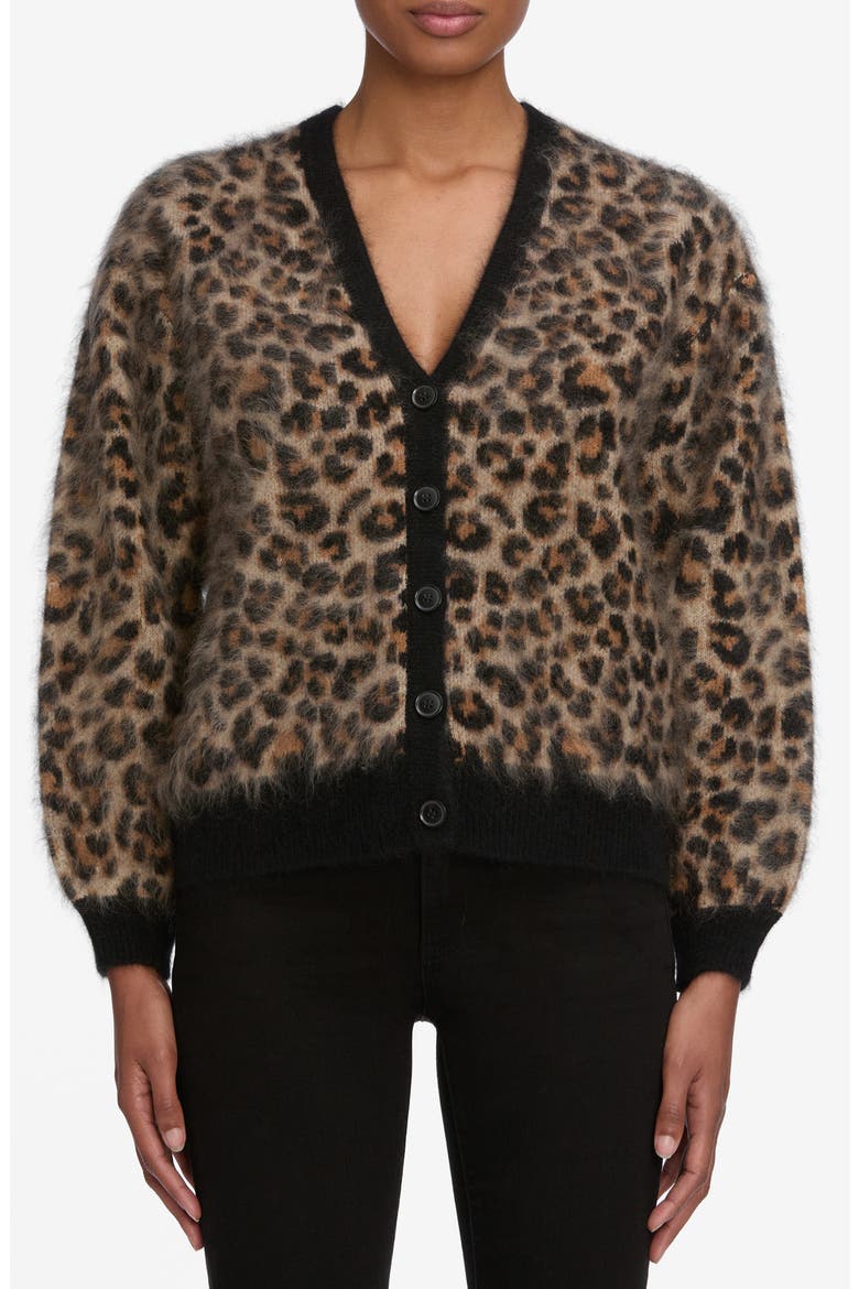 The Brushed Leopard Cashmere Cardigan, Main, color, LEOPARD
