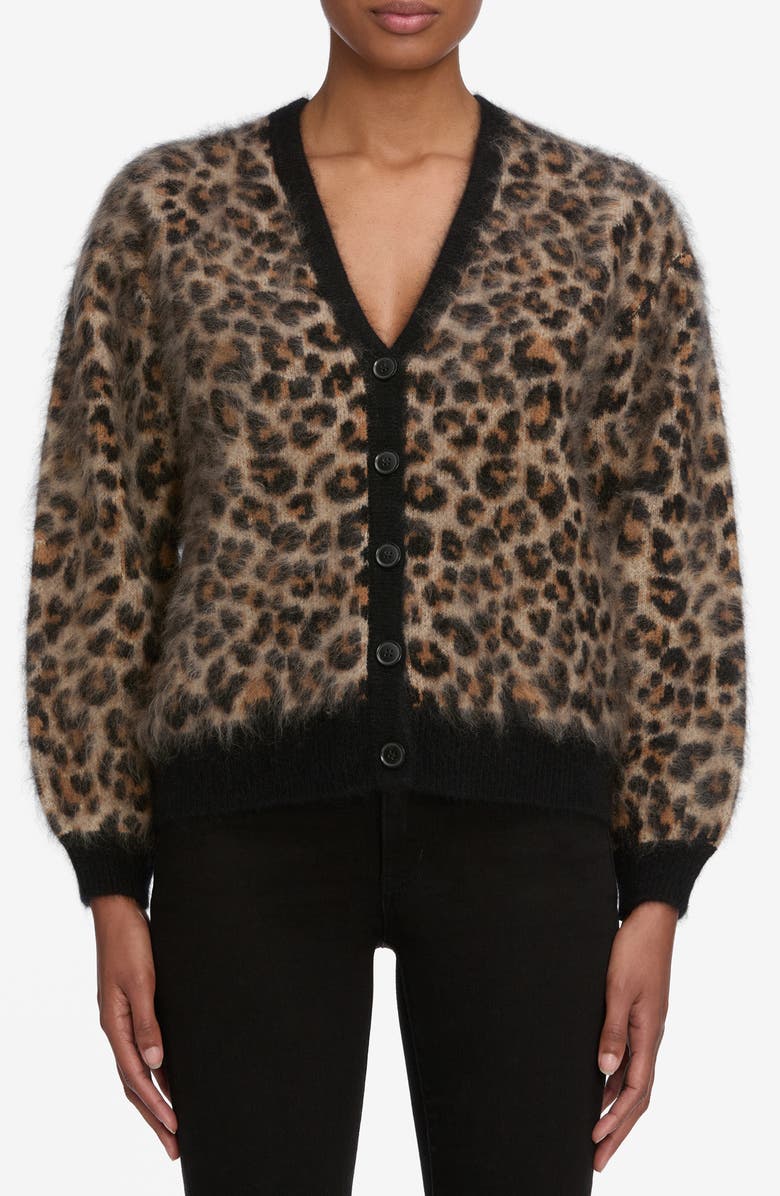 FRAME The Brushed Leopard Cashmere Cardigan, Main, color, Leopard