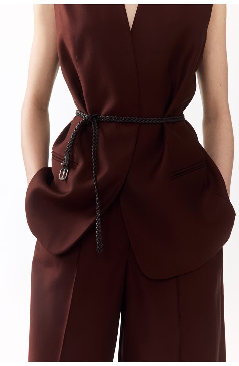 H&M Belted Waistcoat, Alternate, color, Dark Brown