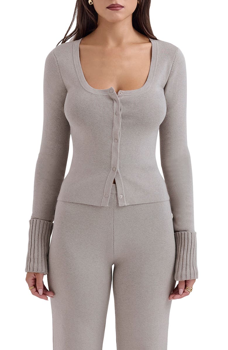 HOUSE OF CB Chunky Cuff Cardigan, Main, color, Grey