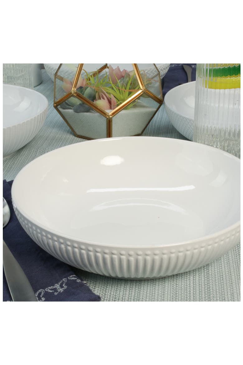 Set of 8 Assorted Textured Pasta Bowls, Alternate, color, WHITE
