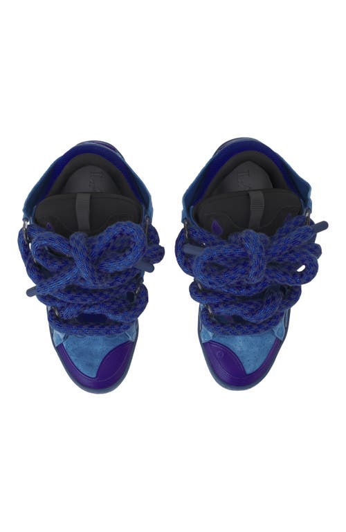 Lanvin Curb Sneakers In Leather With Snake Laces In Blue