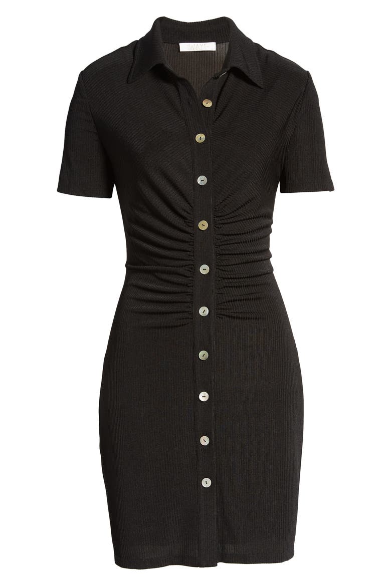 Jennifer Ruched Shirtdress, Alternate, color, BLACK