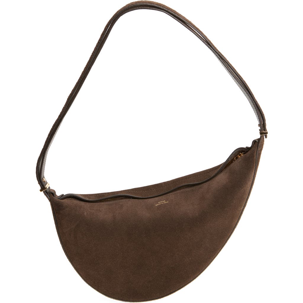 Totême Toteme Scooped Suede Sling Bag In Pepper