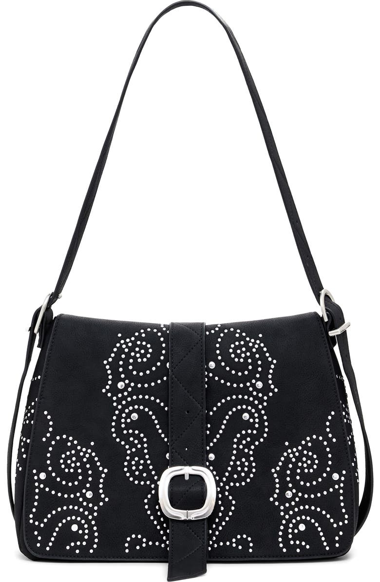 Desigual Studded Faux Leather Crossbody Bag, Main, color, Black