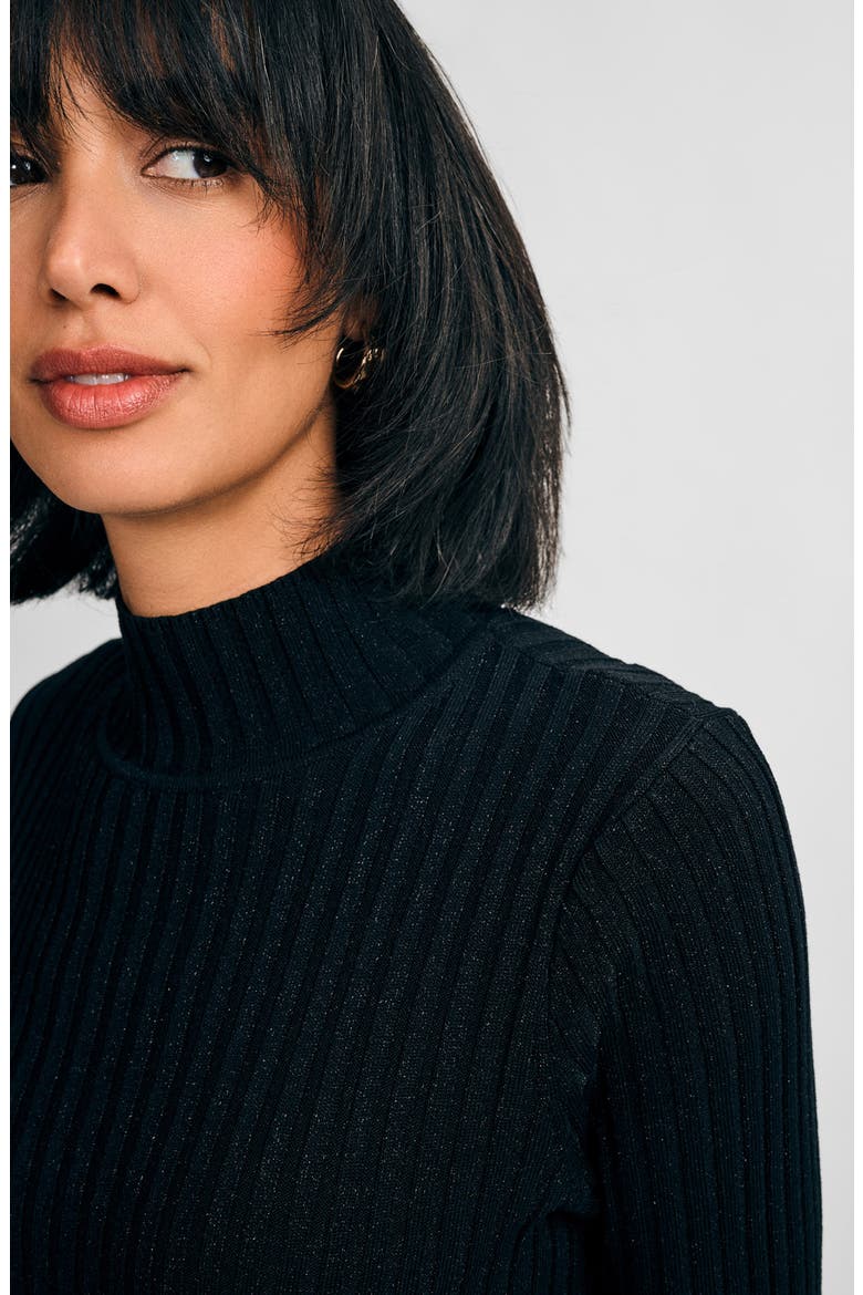 Mock Neck Poor Boy Sweater, Alternate, color, BLACK