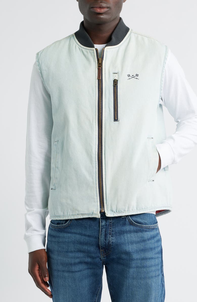 DARK SEAS Seamus Canvas Zip-Up Vest, Alternate, color, Bleach Wash