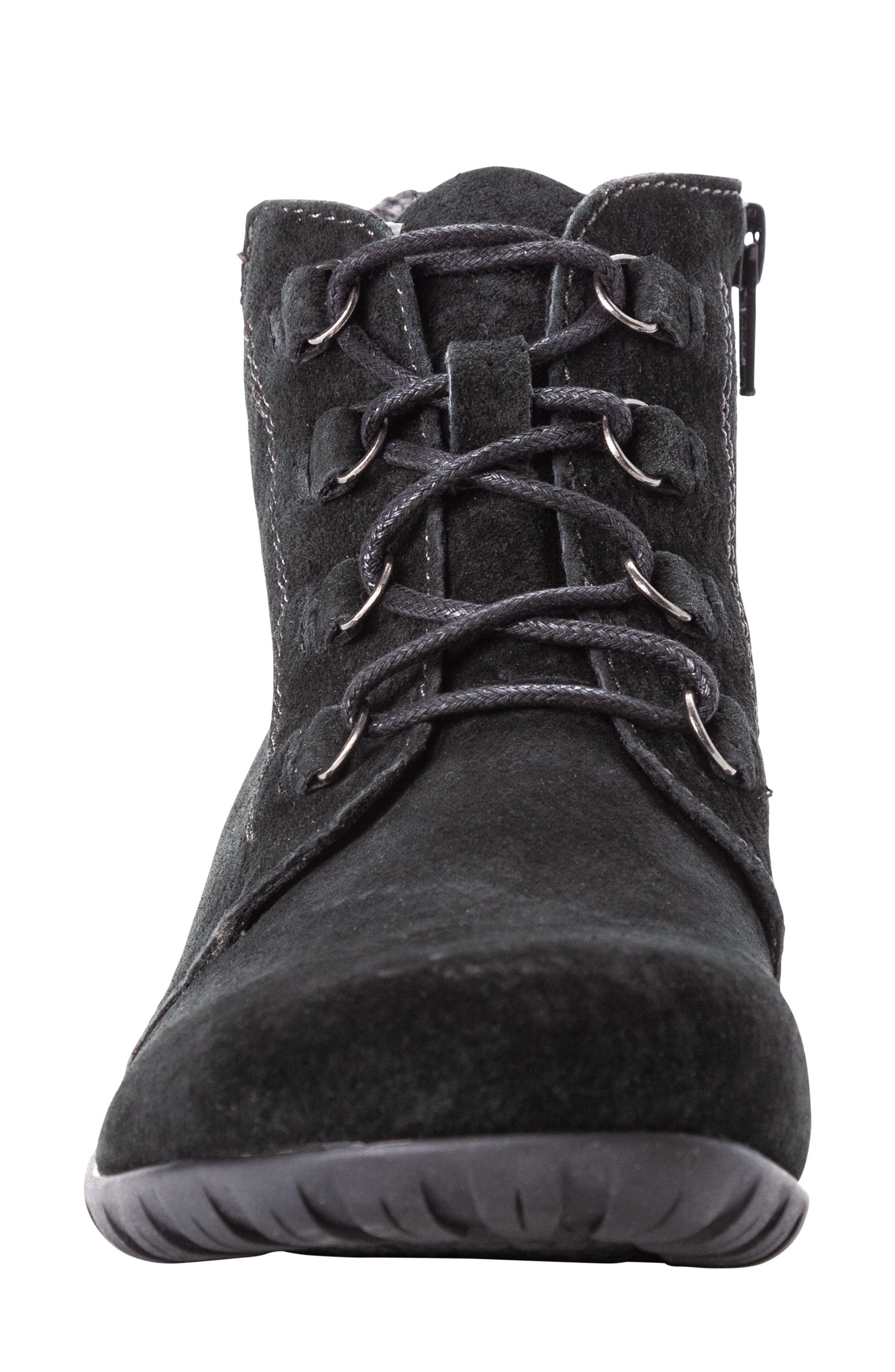 Propét Delaney Water Resistant Bootie, Alternate, color, Black Suede