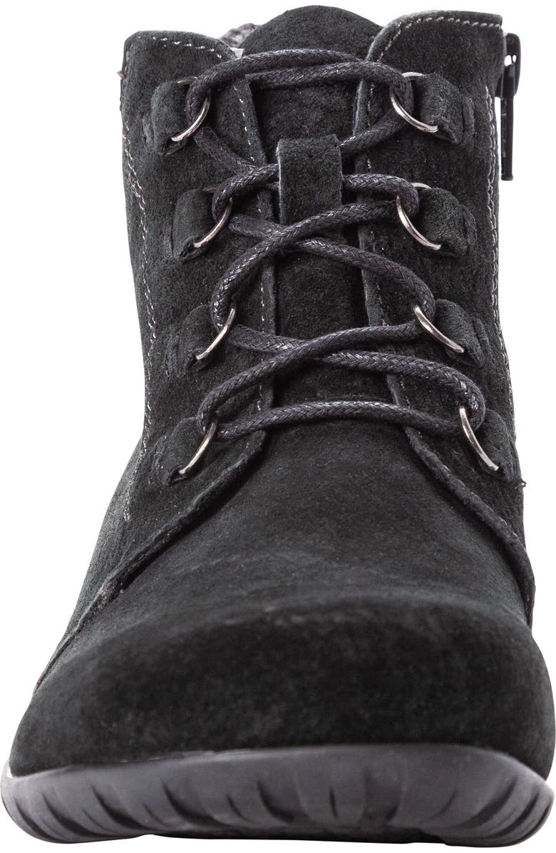 Propét Delaney Water Resistant Bootie, Alternate, color, Black Suede