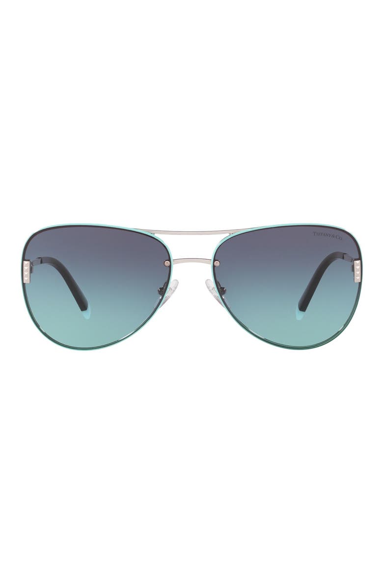 62mm Aviator Sunglasses, Main, color, SILVER/ AZURE/ BLUE GRADIENT