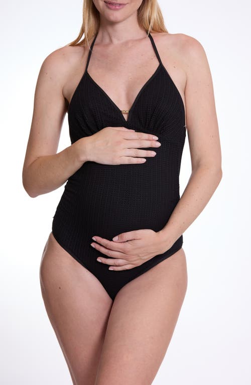 Cache Coeur Milos Texture One-piece Maternity Swimsuit In Black