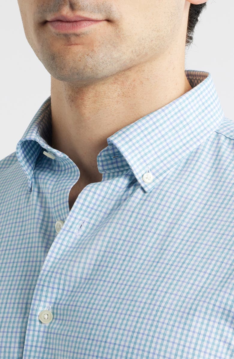 johnnie-O Koby Gingham Performance Button-Down Shirt, Alternate, color, Haze