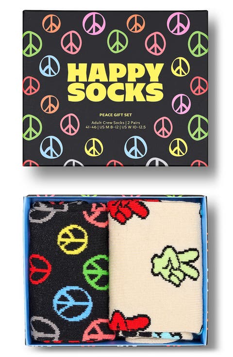 Assorted 2-Pack Peace Crew Socks Gift Box
