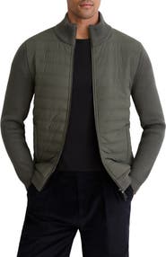 Reiss Townsend Hybrid Quilted & Rib Zip Jacket
