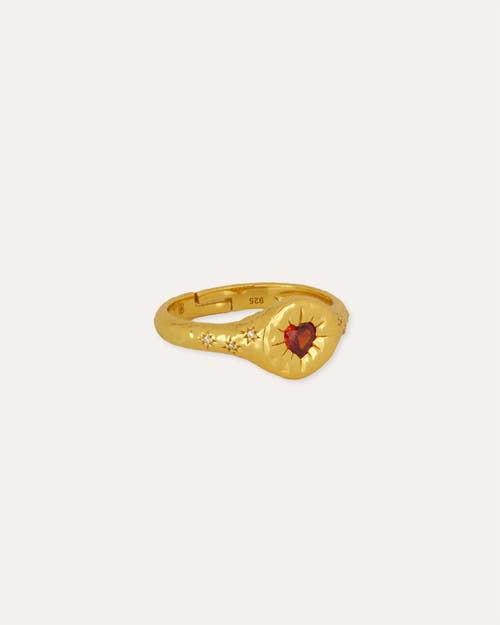Ottoman Hands Garnet Heart Ring In Gold