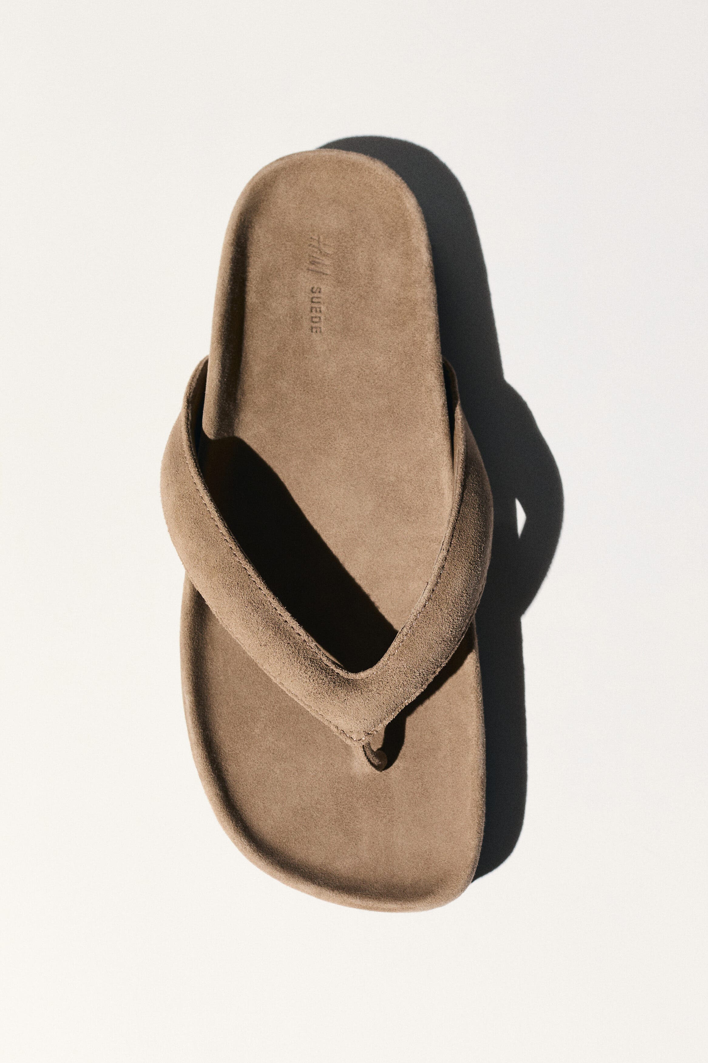 H&M Leather Flip-flops, Alternate, color, Taupe
