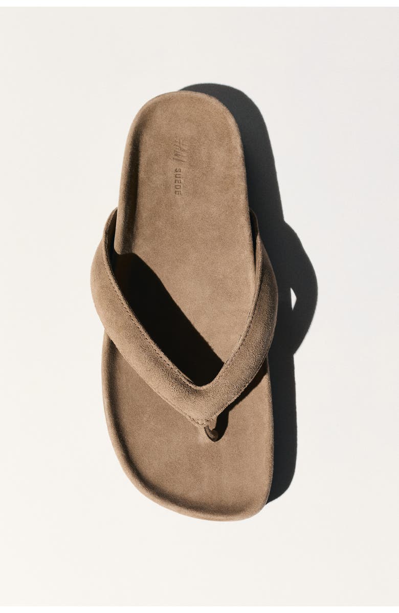 H&M Leather Flip-flops, Alternate, color, Taupe
