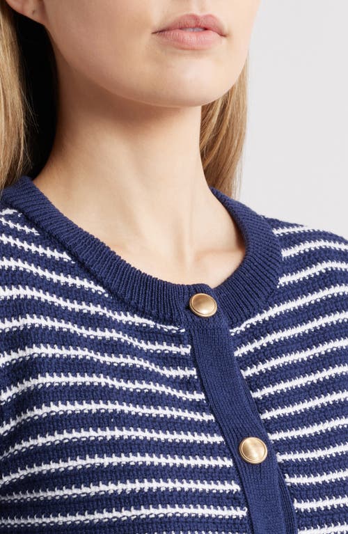 Beachlunchlounge Piera Stripe Cardigan In Blue