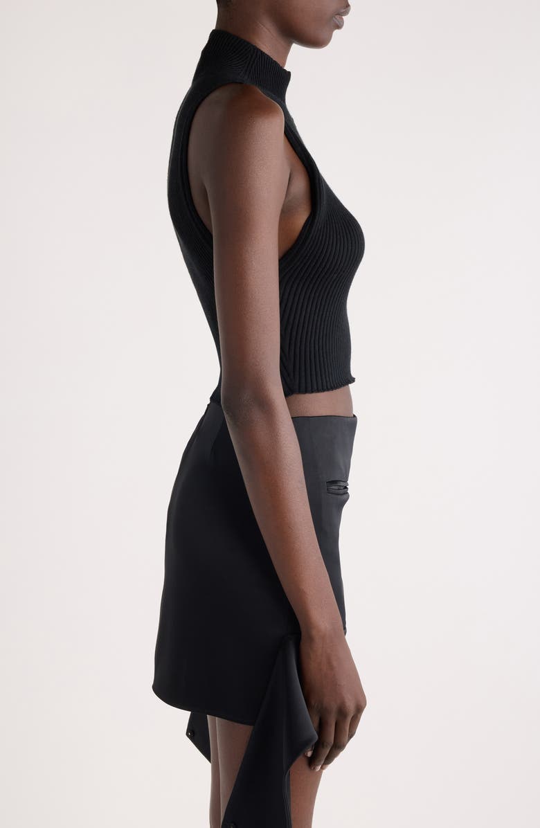 Courrèges Mock Neck Cotton & Merino Wool Crop Top, Alternate, color, 